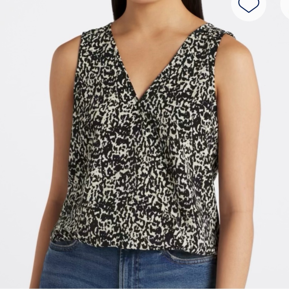 Women's Black and White Sleeveless Wrap Top NWT
